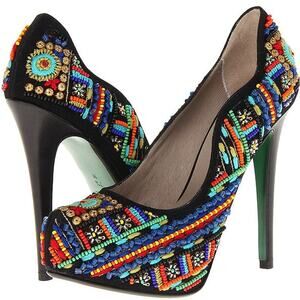 LISA FOR DONALD J. PLINER Alexis Beaded Platform Pump Size 7 Multicolor Slip-On